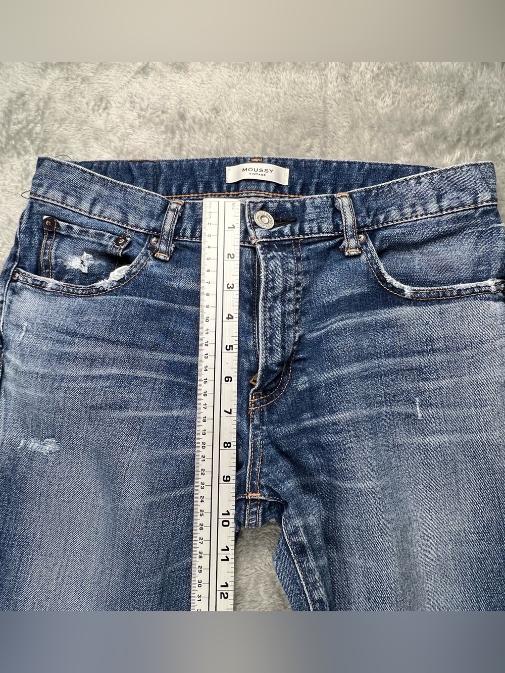 Moussy Vintage Sundance Skinny Ankle Jeans Dark Blue Size 30 Distressed Japan - Picture 4 of 9